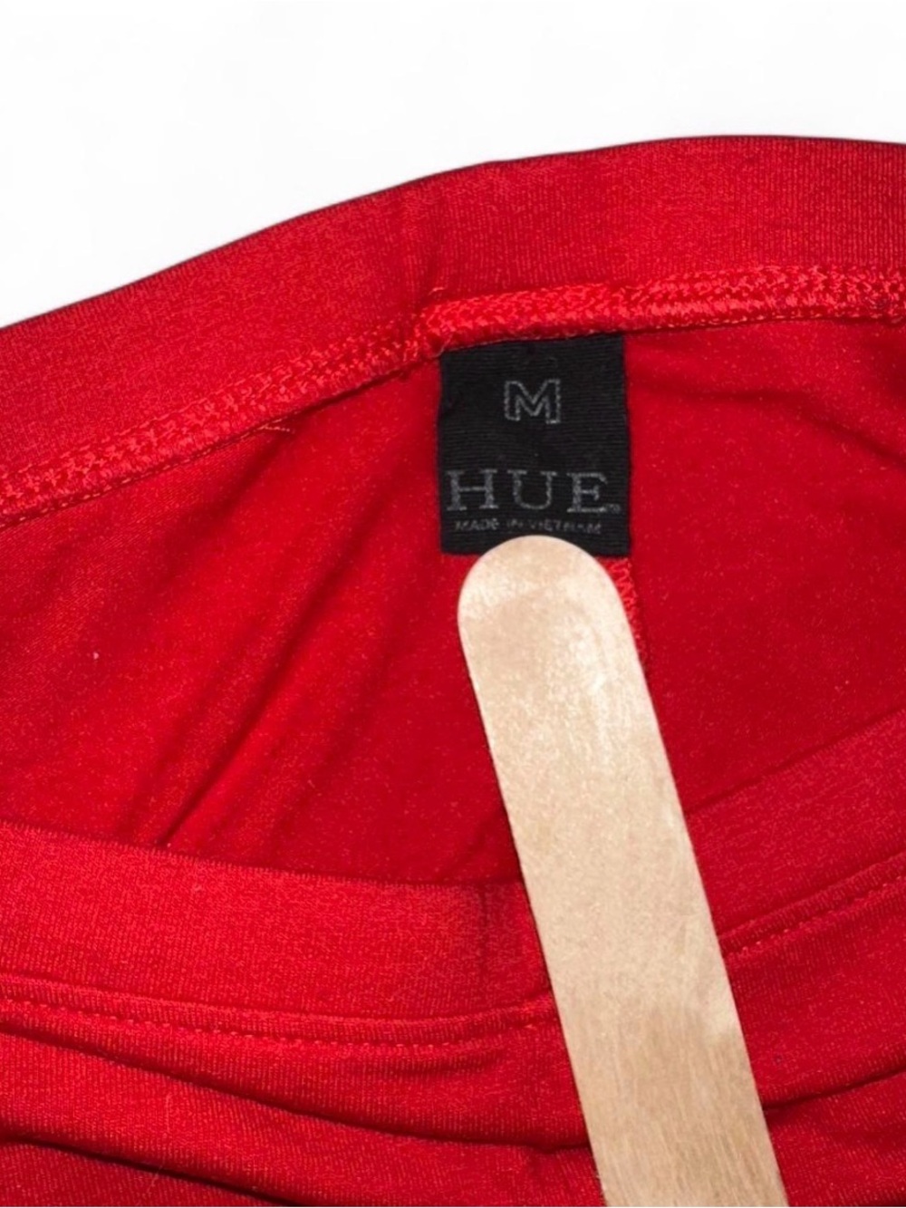 HUE Red Capri Leggings with White Embroidered Hem Medium Retro Style - Picture 7 of 8